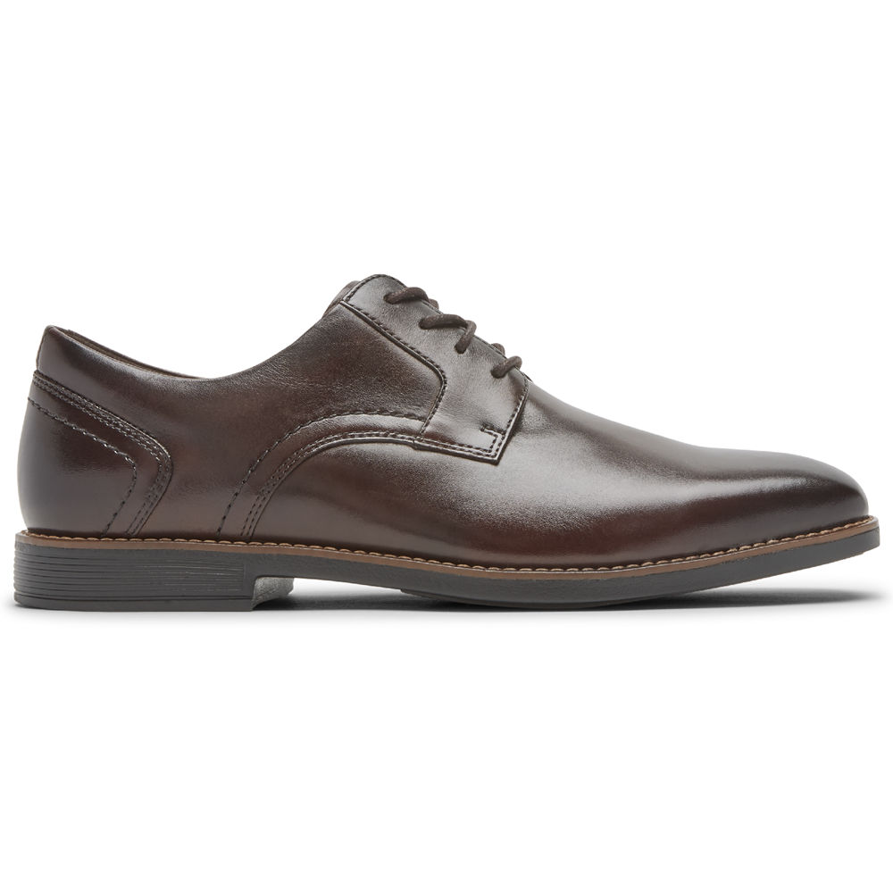 Sapatos Lace Ups Rockport Homem Marrom Escuro - Slayter Plain Toe Shoe - 67592MCAZ